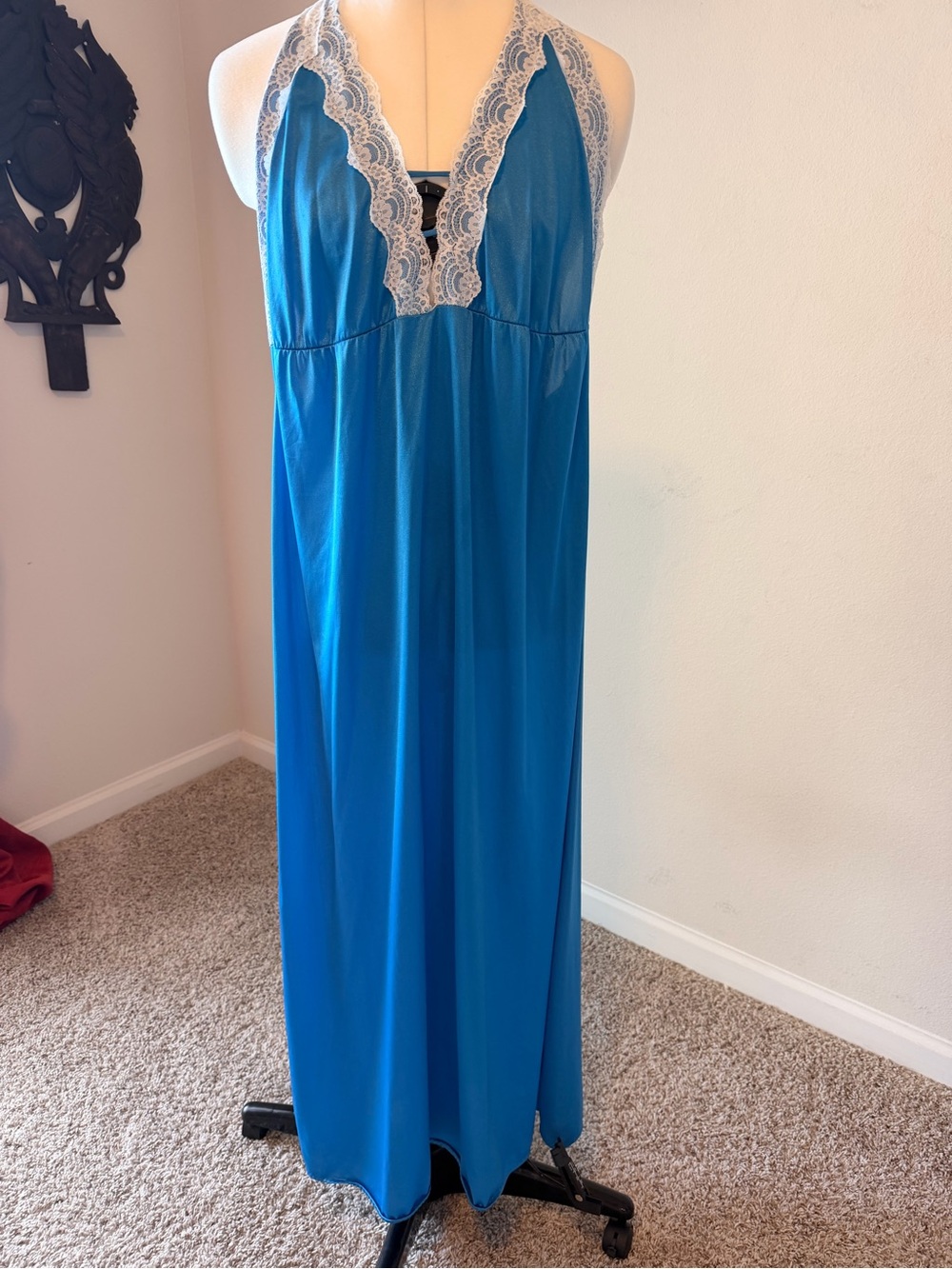 Undercover Teal Blue Lace Trim Long Nightgown